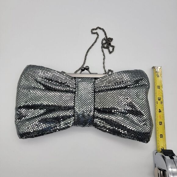 Lulu Townsend Gray Silver Metallic Chainmail Cocktail Evening Bag Clutch - Picture 7 of 7